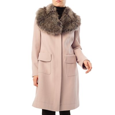 Stacy Faux Fur Collar Long Coat